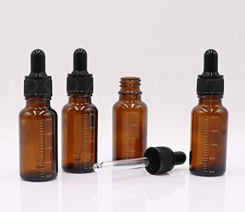 ericotry 3 Pcs 20ml 0.67oz Empty Refillable Amber Glass Graduated Dropper Bottle Essential Oil Cosmetics Elite Fluid Container Jar Pot Holder with Glass Pipette Dropper - Image 3